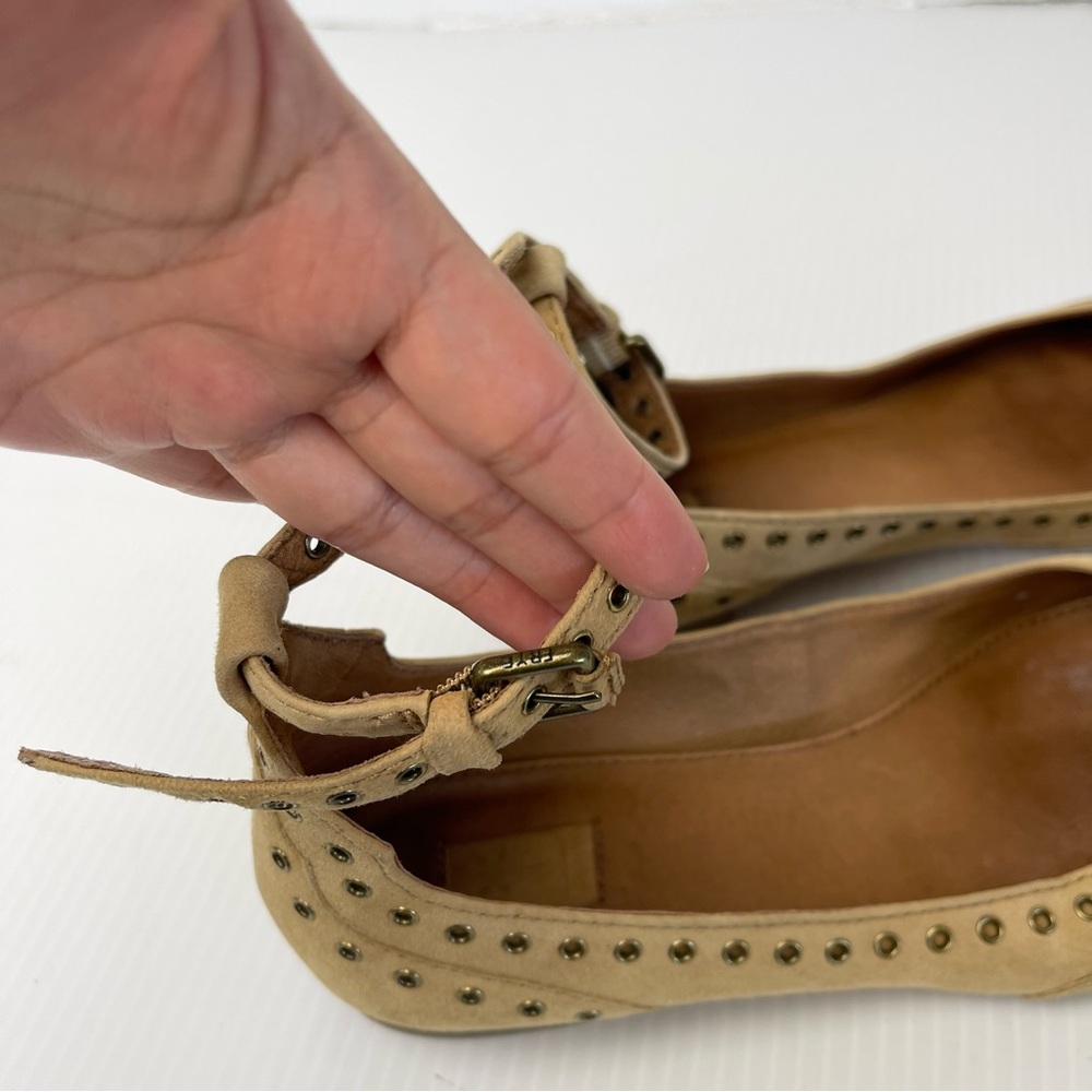 Frye Tan Leather Sienna Studded Pointed Flats - Picture 10 of 16